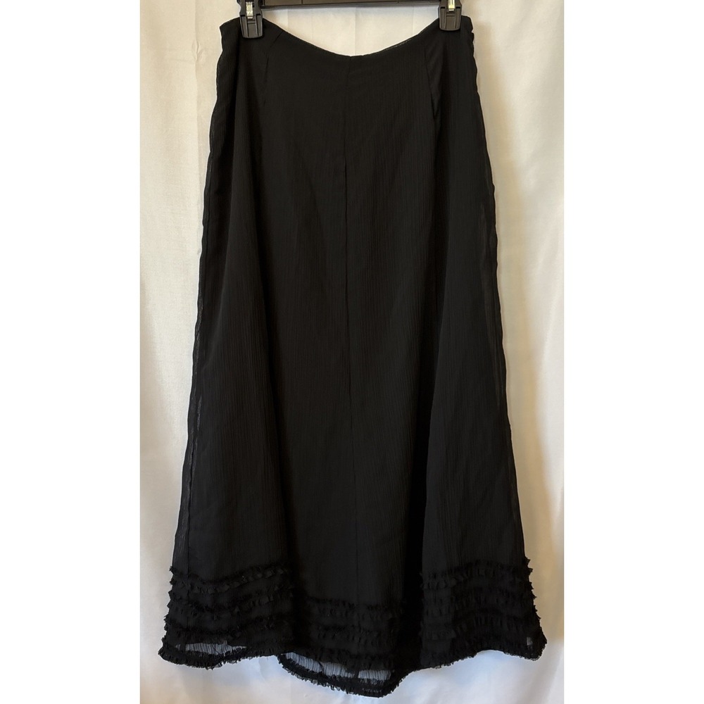 Women's Black Crepe Lined FLOWY Maxi SKIRT Whimsagoth Fairy Dark Romantic 10